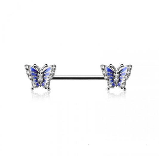 Sapphire Butterfly - Nipple Bar- D22