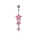 Surgical Steel Belly Bar Multi CZ Flower Dangle