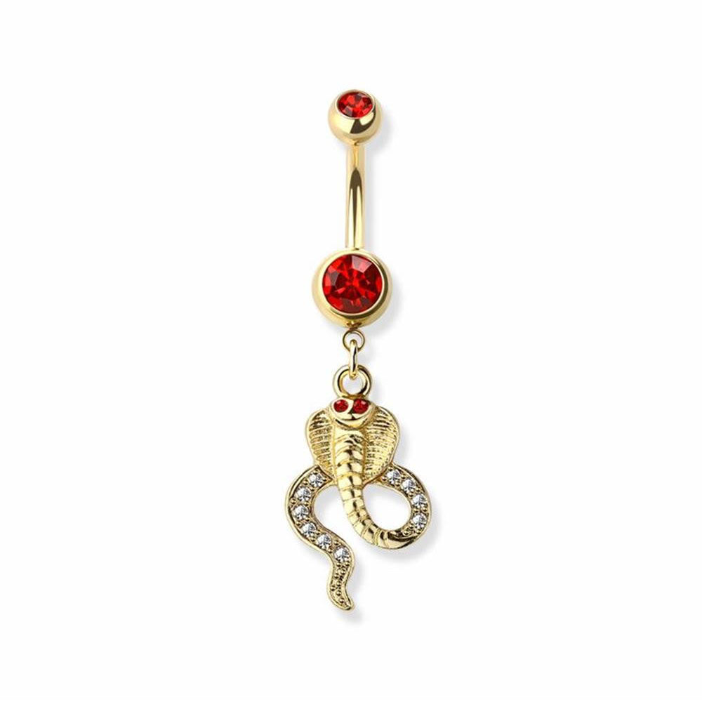 Surgical Steel Belly Bar Cobra Dangle