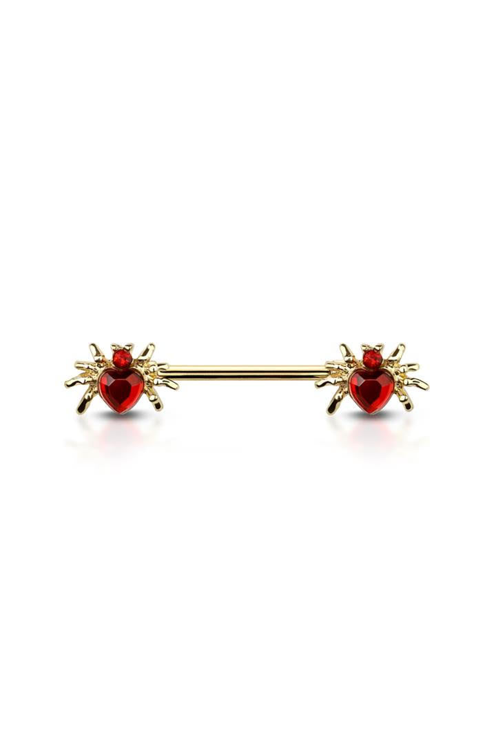 Surgical Steel Nipple Bar Heart Spider Ends