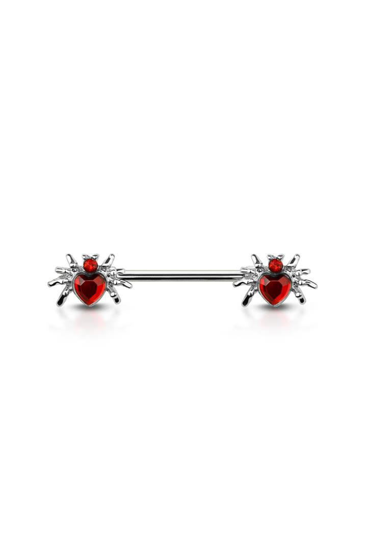 Surgical Steel Nipple Bar Heart Spider Ends
