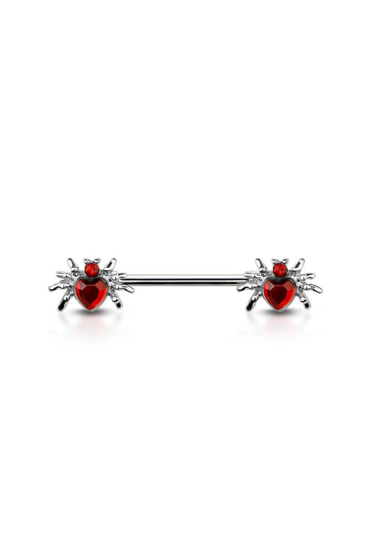 Surgical Steel Nipple Bar Heart Spider Ends