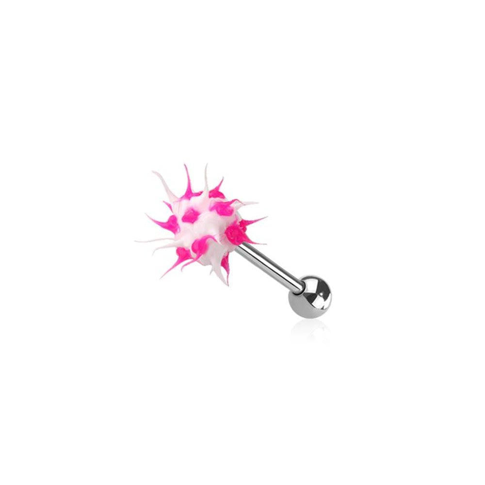 Surgical Steel Tongue Bar with Soft Silicone Spikes