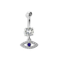 Surgical Steel Belly Bar Evil Eye Dangle