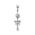 Surgical Steel Belly Bar Butterfly with Teardrop CZ