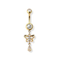 Surgical Steel Belly Bar Butterfly with Teardrop CZ