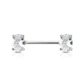 Surgical Steel Nipple Bar CZ Oval Ends