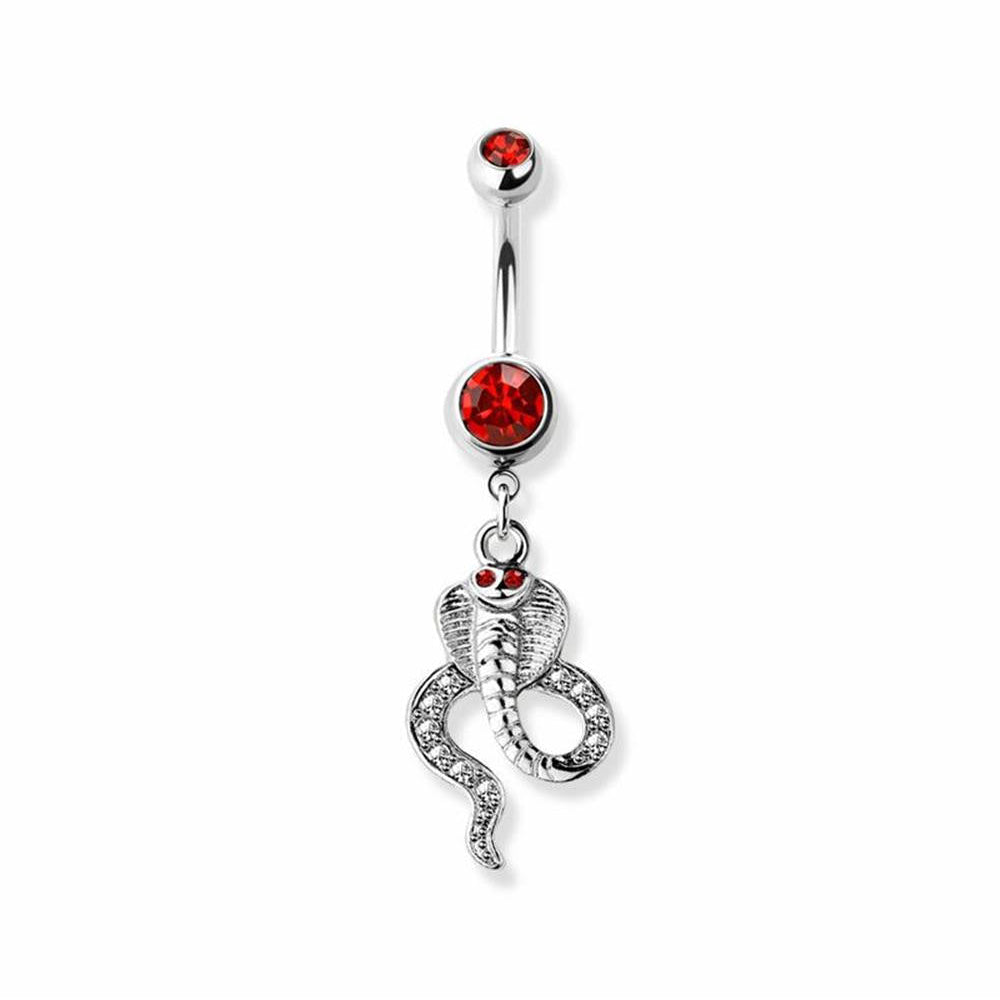 Surgical Steel Belly Bar Cobra Dangle