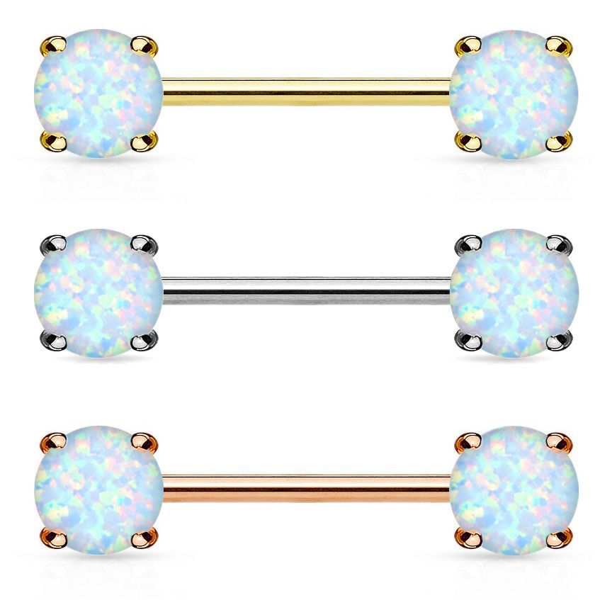 Gold Opal Nipple Bar- D11