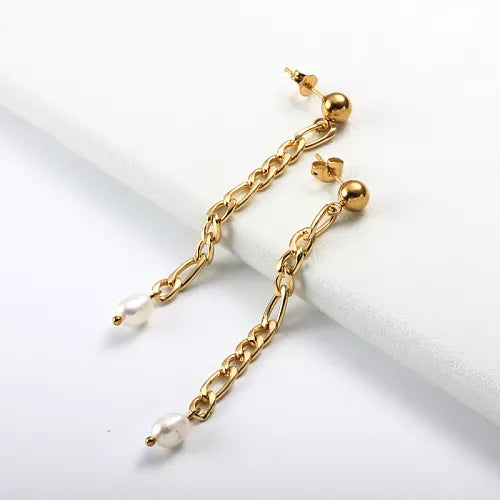 Pearl Chain Earrings ( PAIR)- N3