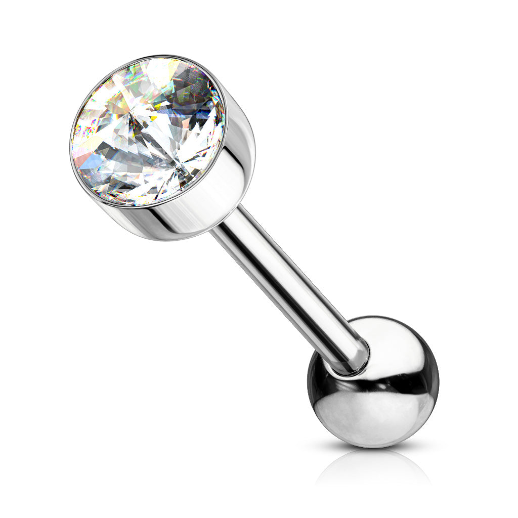 7mm CZ Bezel Top Tongue Bar- E4