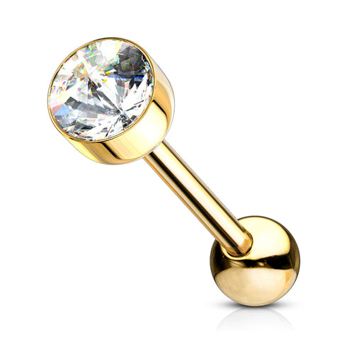 7mm CZ Bezel Top Tongue Bar- E4