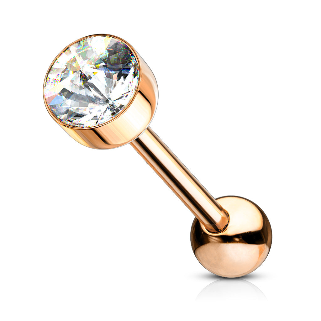 7mm CZ Bezel Top Tongue Bar- E4