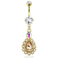 Teardrop CZ Belly Bar - H16