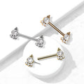 Threadless Push In Nipple Barbell with CZ Cluster Ends- C1
