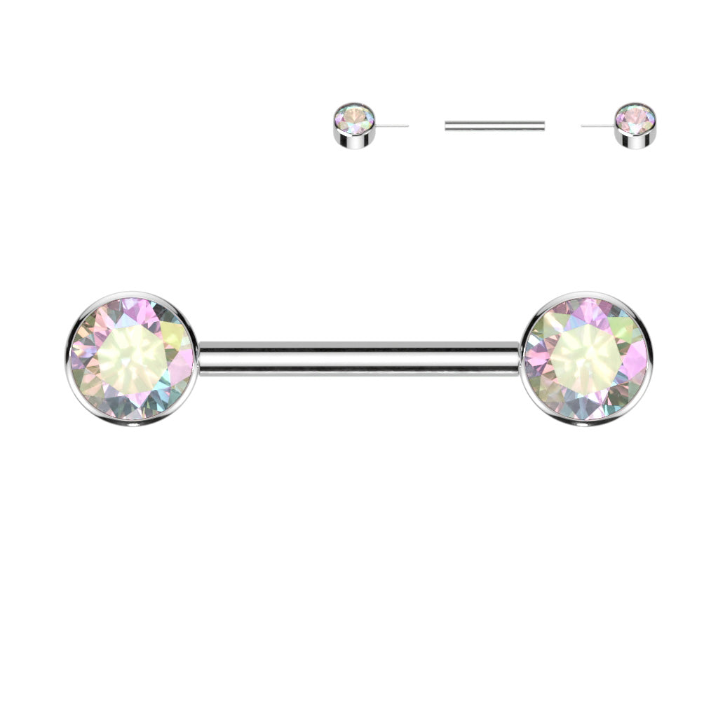 Titanium Nipple Bar CZ- Various Colour Options- C11