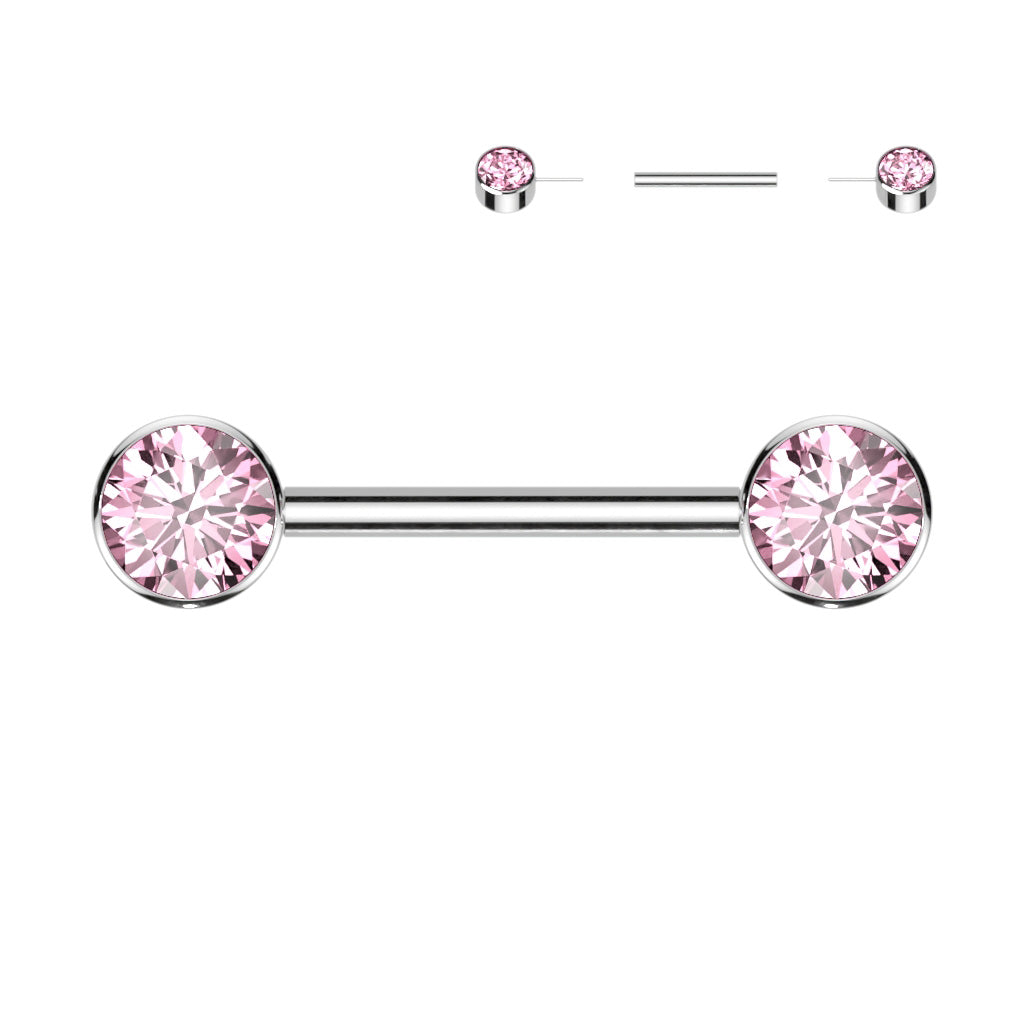 Titanium Nipple Bar CZ- Various Colour Options- C11