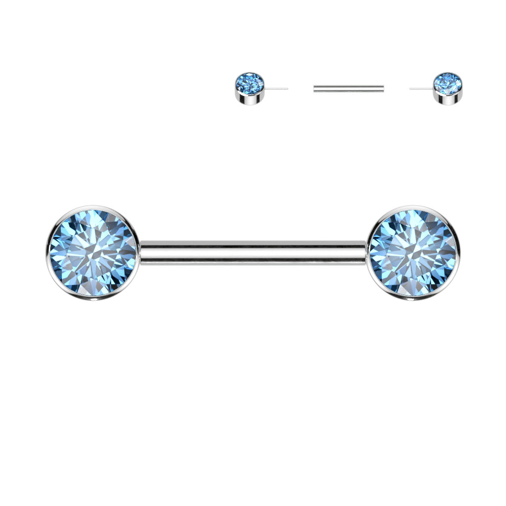 Titanium Nipple Bar CZ- Various Colour Options- C11