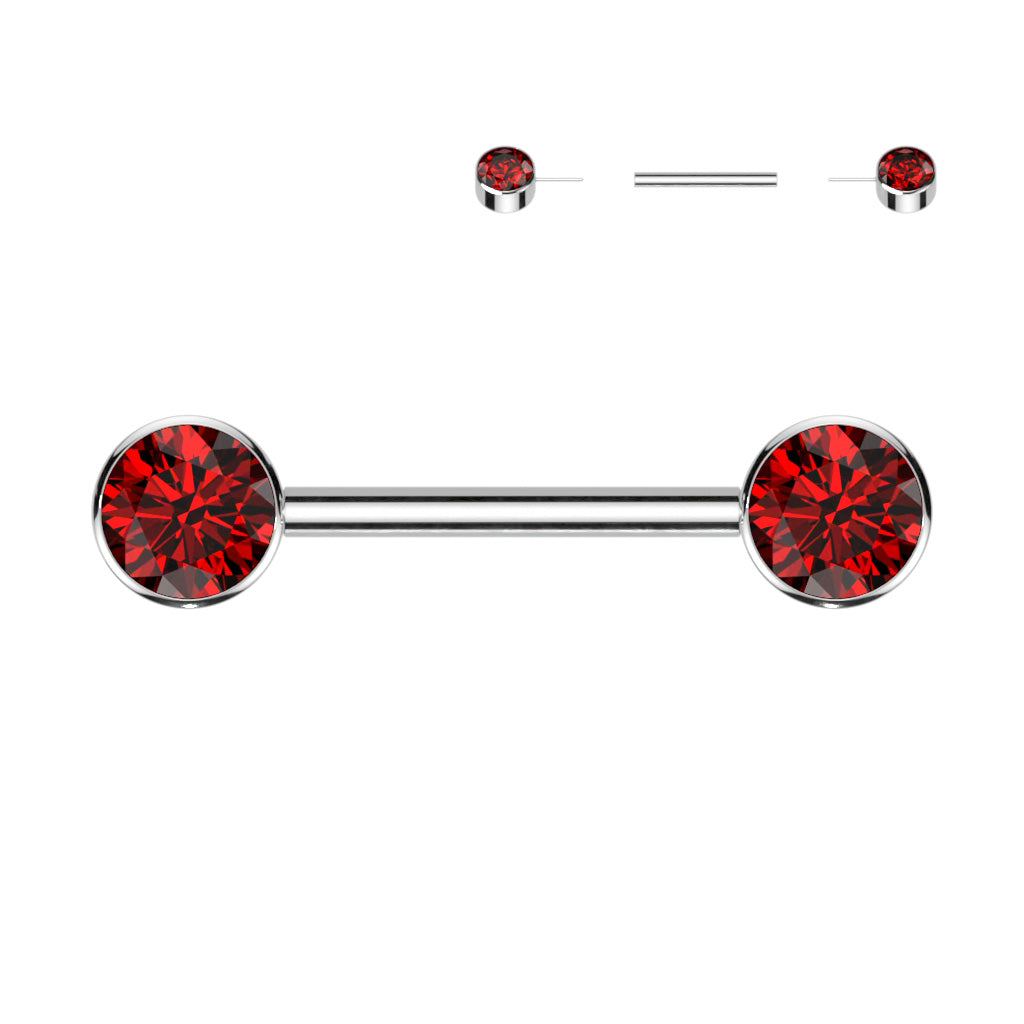 Titanium Nipple Bar CZ- Various Colour Options- C11