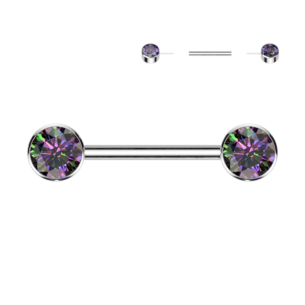 Titanium Nipple Bar CZ- Various Colour Options- C11