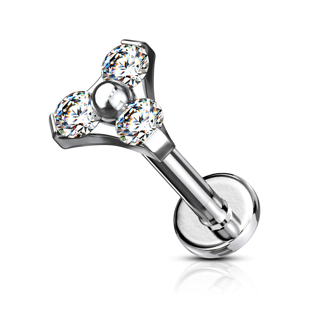 Triple Triangle CZ Labret- D11