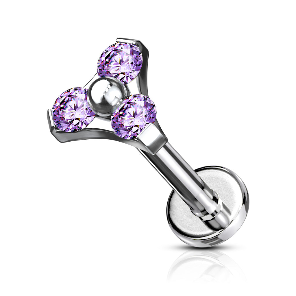 Triple Triangle CZ Labret- D11