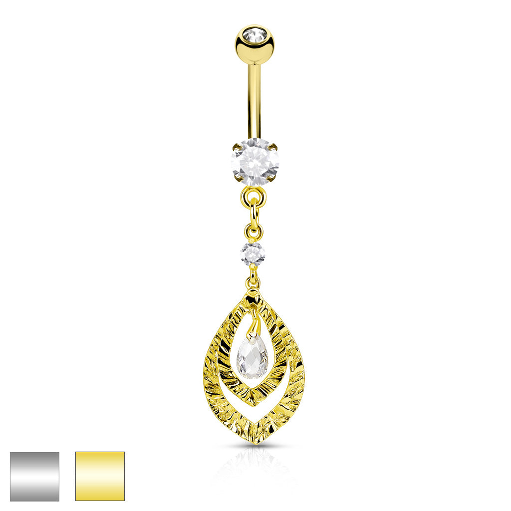 Layered Gem Belly Bar - H9