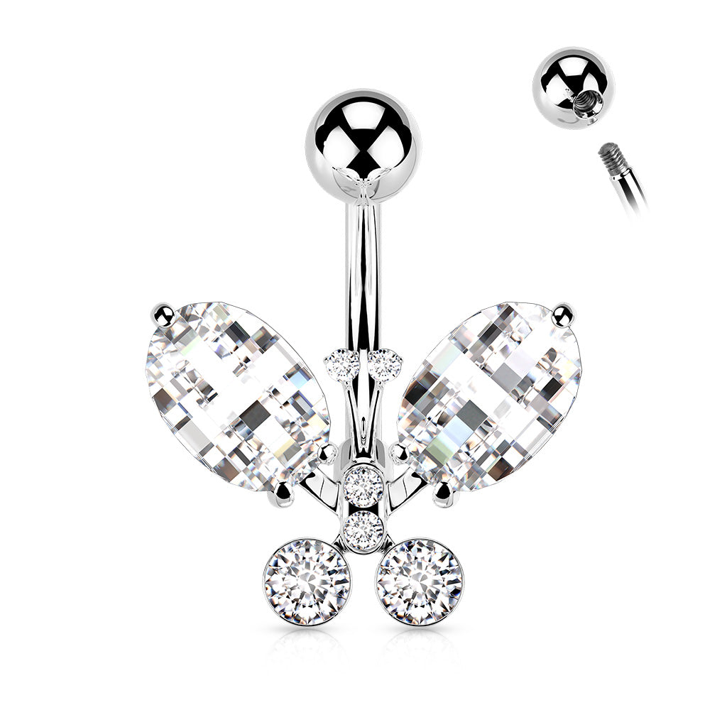 Crystal Butterfly Belly Bar - P12