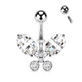Crystal Butterfly Belly Bar - G18