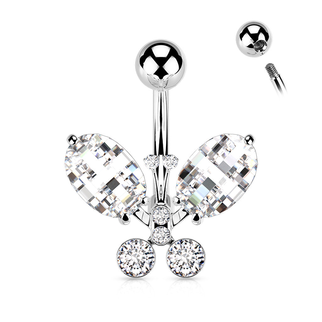 Crystal Butterfly Belly Bar - G18