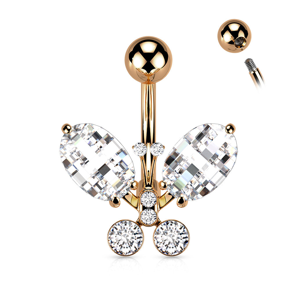 Crystal Butterfly Belly Bar - G18