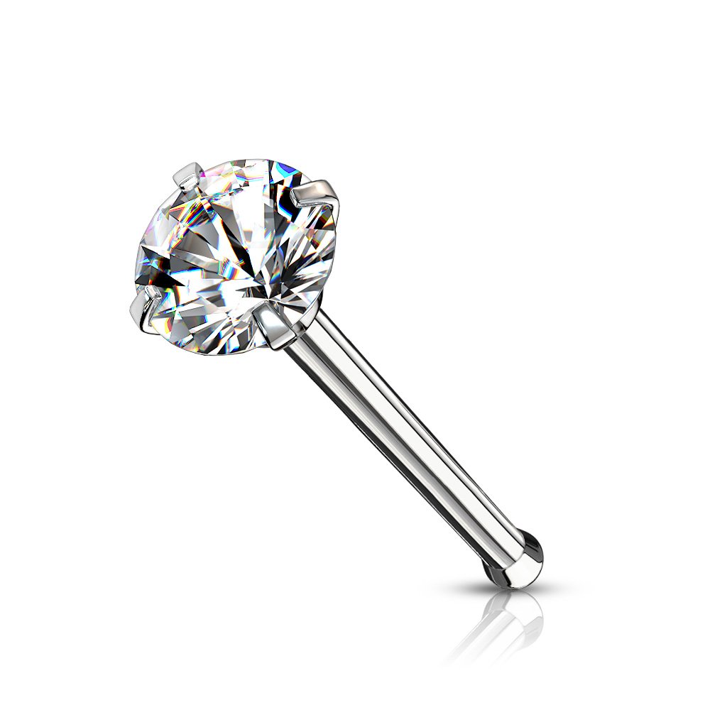 316L Surgical Steel CZ Nose Stud - Ball End- B5
