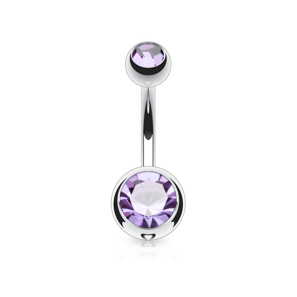 Double Jeweled Navel Bar - Small - P2