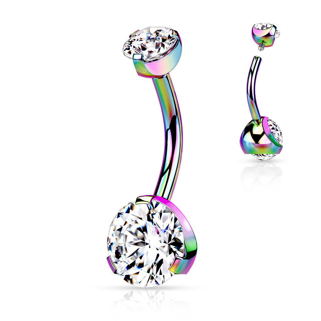 Internally Threaded 316L Surgical Steel Navel Bar - H8