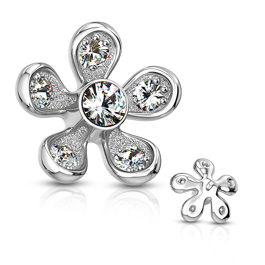 Paved CZ Flower - Internal Thread- C12