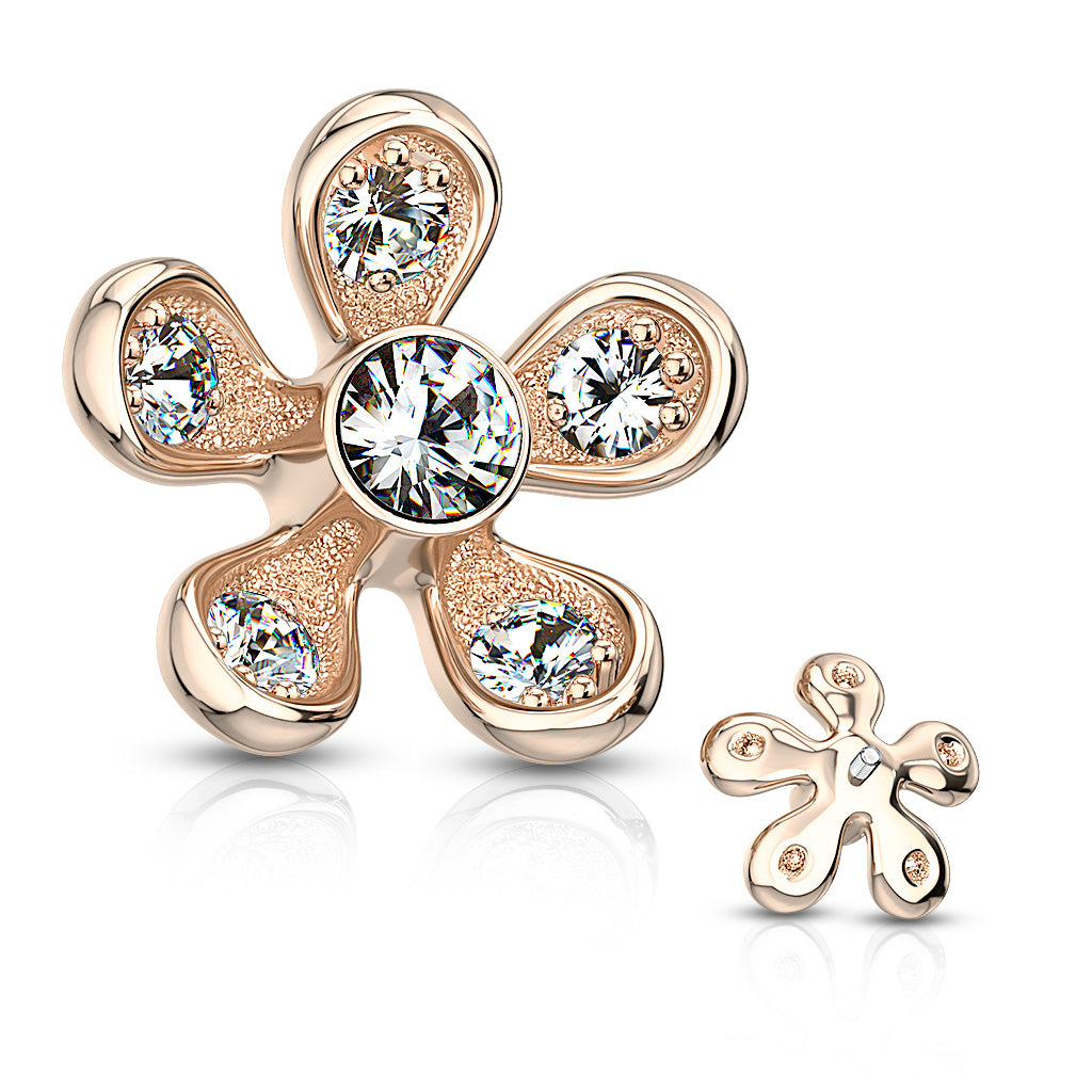 Paved CZ Flower - Internal Thread- C12