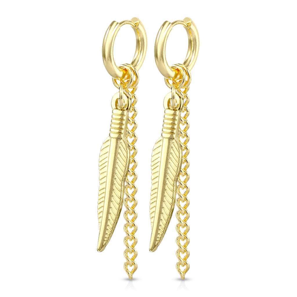Surgical Steel Feather Dangle Clicker