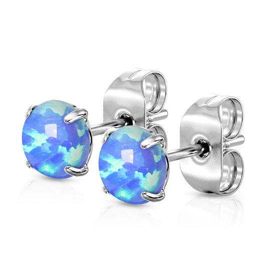 Pair Of Blue Opal Earrings - N10