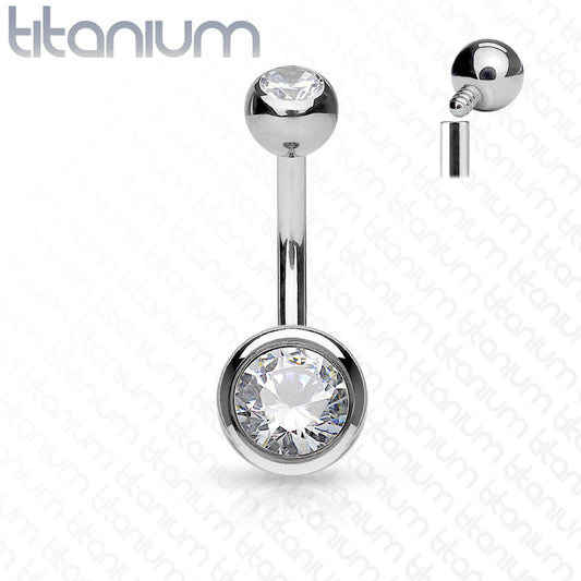 Solid Titanium Jewelled Belly Bar - G4