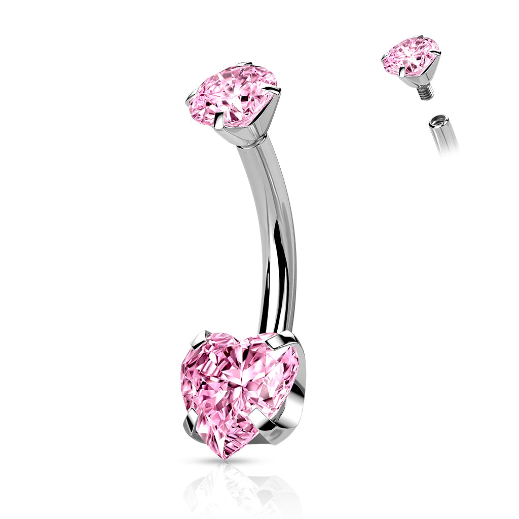 Titanium Heart CZ Belly Bar- C10