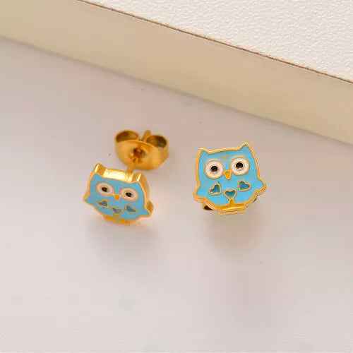 Blue Owl Earrings- L15