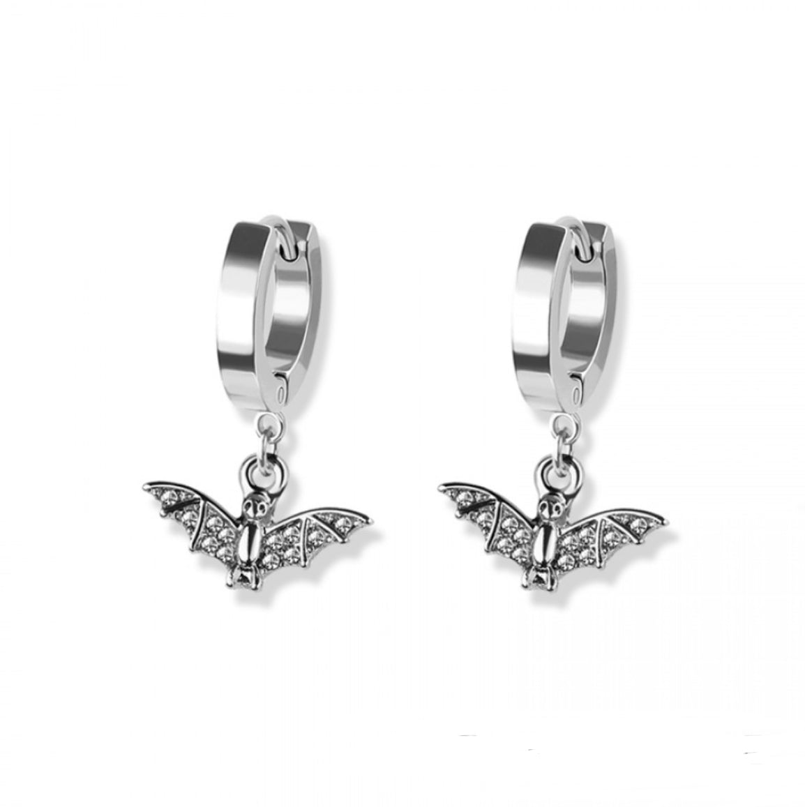 Diamanté Bat Earrings (Pair)- N9