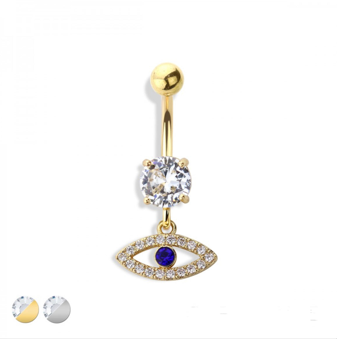 Surgical Steel Belly Bar Evil Eye Dangle