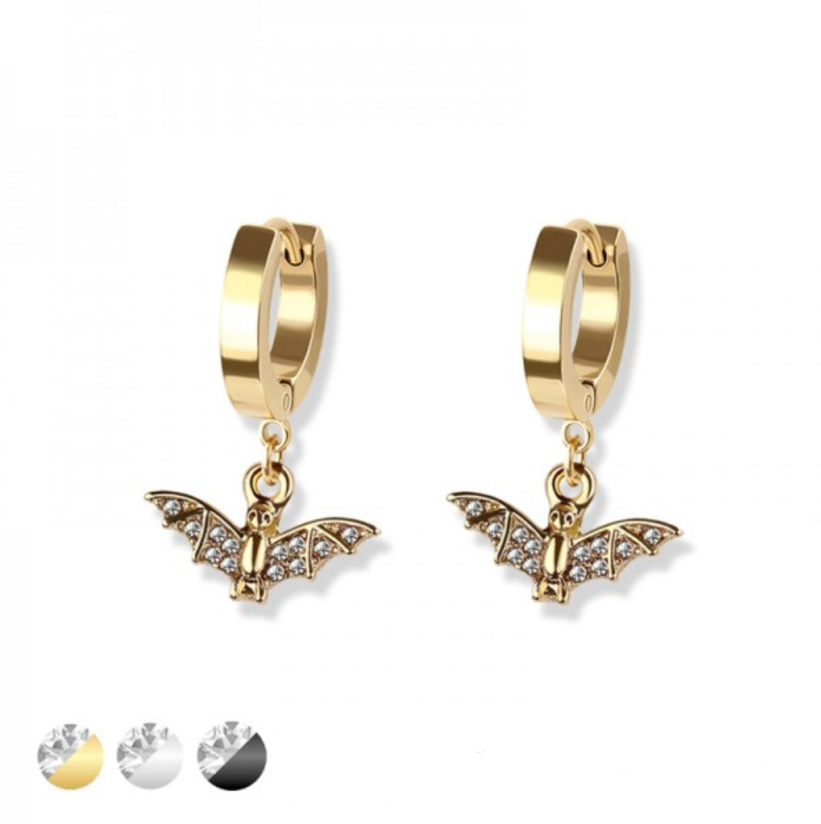 Diamanté Bat Earrings (Pair)- N9