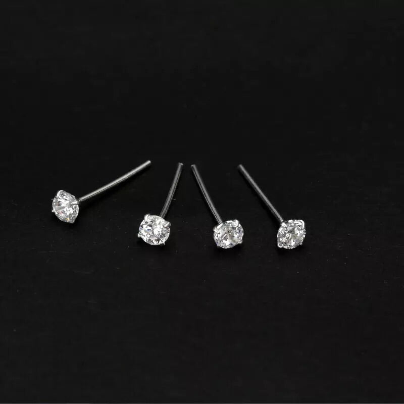 Sterling Silver Round CZ Nose Stud