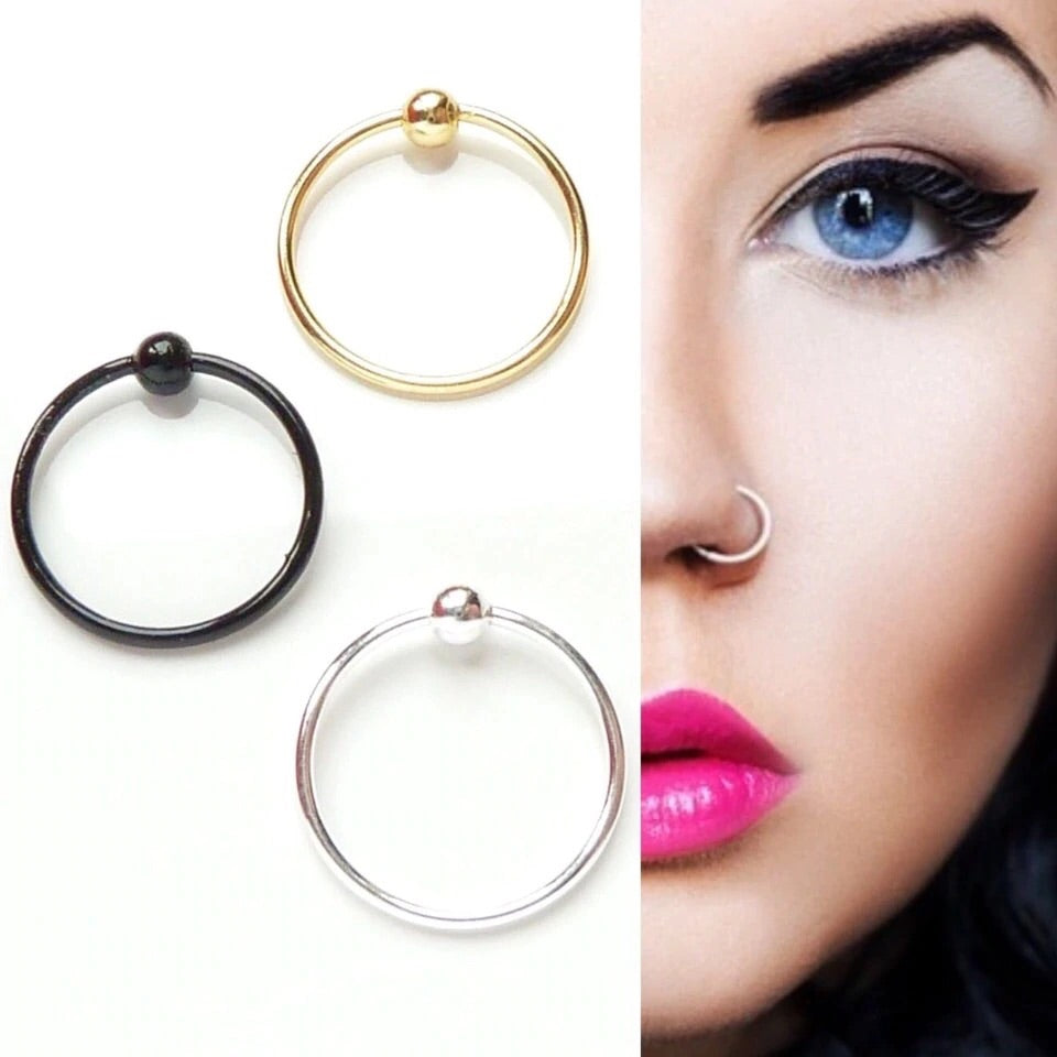 Sterling Silver Nose Ring - Ball Attached